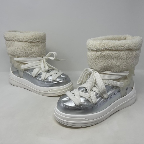MONCLER Insolux M Rubber Trimmed Fleece Metallic and Leather Snow Boots - NWT - Picture 5 of 14